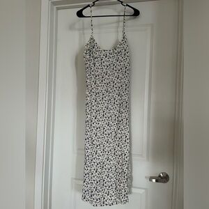 Reformation Blue and cream floral slit dress 6